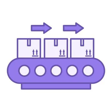 Colored Conveyor Icon. Vector Icon. Continuous-Motion Equipment, Cargo Hand.. Stock Illustration