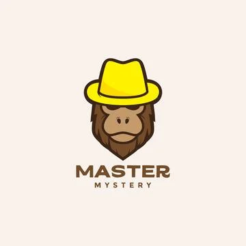 Colored cool cartoon head monkey with hat logo design vector graphic symbol.. Stock Illustration