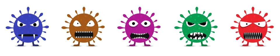 Colored coronavirus monster set Illustrazione stock