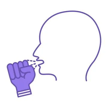 Colored Cough Icon. Vector Illustration. Man Coughing Into Fist. Illness, M.. Stock Illustration