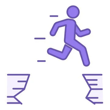 Colored Courage Icon. Vector Icon of a Man Jumping Over a Cliff. Determinat.. Stock-Illustration