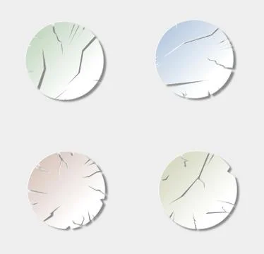Colored cracked buttons with shadow Stock Illustration