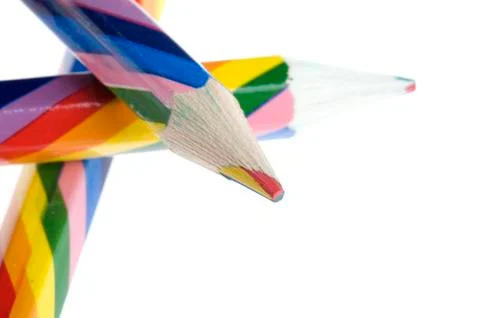 Colored crayon isolated on white close up Stock Photos