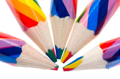 Colored crayon isolated on white macro Stock Photos