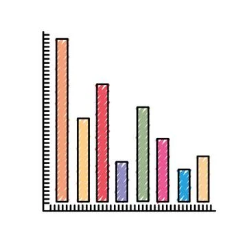 Colored crayon silhouette of column chart Illustrazione stock