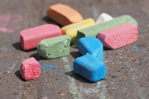 Colored crayons for asphalt, close-up. Stock Photos