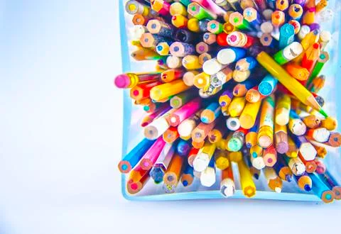 Colored crayons chaos Stock Photos