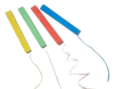 Colored crayons on a white background. Drawing with chalk. Foto stock