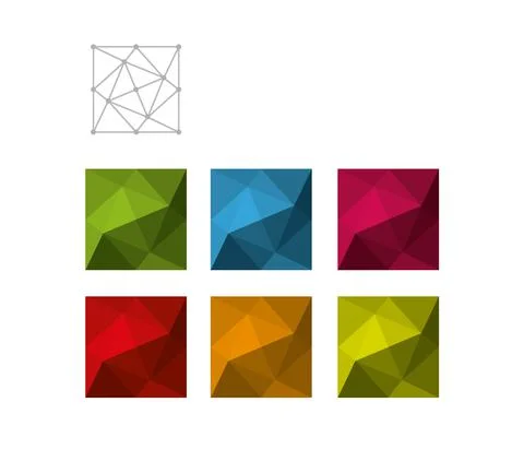 Colored crinkled squares divided into triangles of different shades Stock Illustration