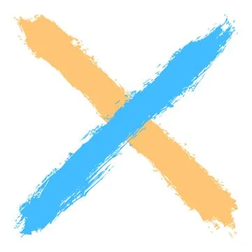 Colored criss cross brushstroke delete sign Stock Illustration