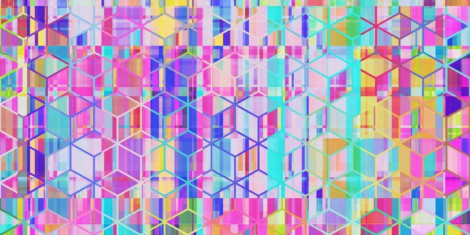 Colored Cube Abstract Grunge Pattern. Distortion Screen Texture. Colorful Noi 스톡 일러스트