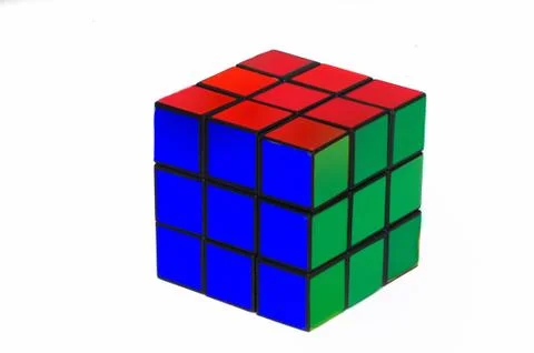 A colored cube isolated on white background Stock Photos