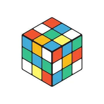 Colored cube in isometry isolated on a white background. Stock Illustration