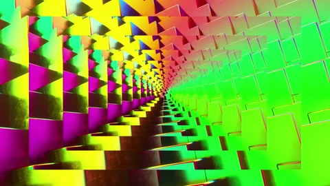 Colored Cube Mirror. Looped Background Video stock 142664789