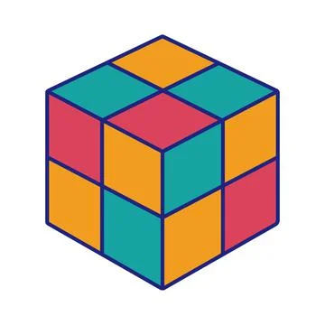 Colored Cube Toy Icon Flat Design Vector Stock Illustration