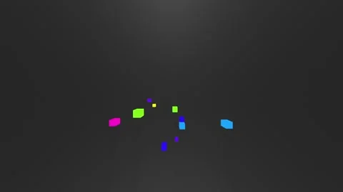 Colored cubes that change color fly in different directions on a black screen Stock Footage 137643944