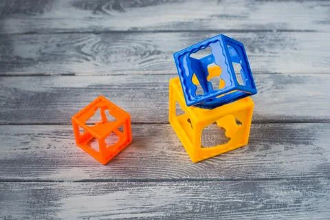 Colored cubes on a light background Stock Photos