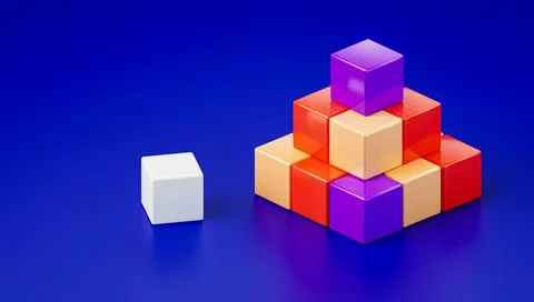 Colored cubes lined up in a pyramid Stock Illustration