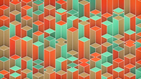 Colored cubes pattern design. Abstract flat background. 3d render loop animation Stock Footage 126656683