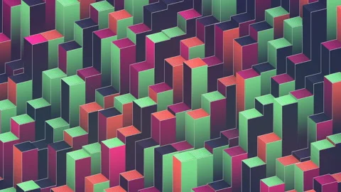 Colored cubes pattern design. Digital seamless loop animation. 3d render. 4K UHD Stock Footage 120357355