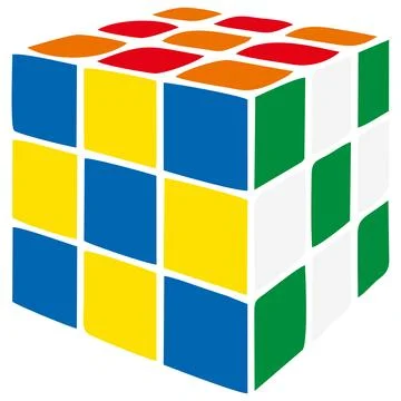 Colored cubes with red, green, yellow and blue on a white background Stock Illustration