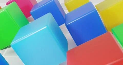 colored cubes rotating and rolling on a ... | Stock Video | Pond5