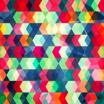 Colored cubes seamless with grungr effect Illustrazione stock