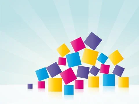 Colored cubes stacked in a pile Illustrazione stock