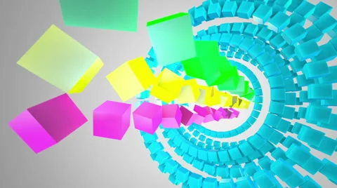 Colored Cubes on white background Stock Footage 47672425