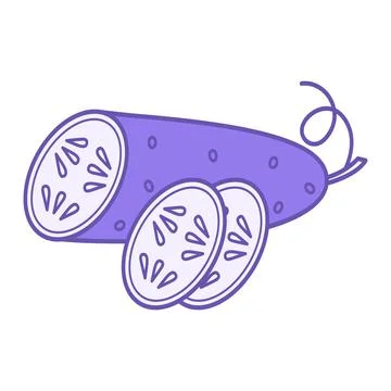 Colored Cucumber Icon. Vector Icon of Half Cucumber and Sliced ??Slices. Ve.. Stock Illustration