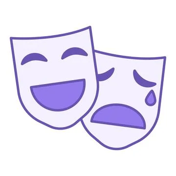 Colored Culture Icon. Vector Icon of Comic and Tragic Masks. Theatrical, Ma.. Stock Illustration