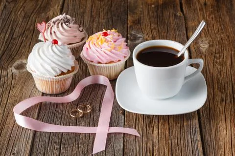 Colored cupcake on rustic background Foto stock