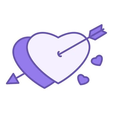 Colored Cupid Icon. Vector Icon. Two Hearts Pierced by an Arrow. Love, Pass.. Stock Illustration