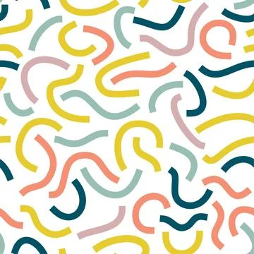 Colored curved lines isolated on white background. Bold Squiggles. Stock Illustration