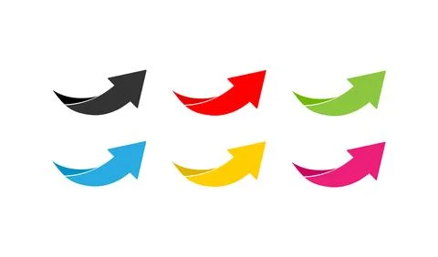 Colored curver up arrow icon set. Upward pointer symbol. Sign rise graph ve.. Stock Illustration