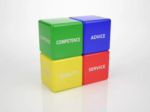 Colored customer service cubes Stock Illustration