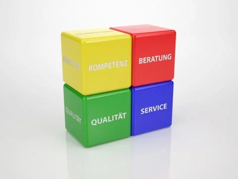Colored customer service cubes language german Stock Illustration