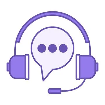 Colored Customer Support Icon. Vector Illustration. Headphones with Microph.. Stock Illustration