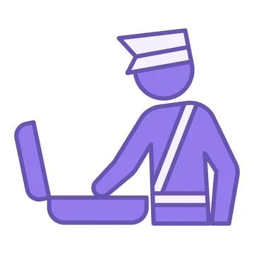 Colored Customs Control Icon. Vector Illustration. Customs Officer Checking.. Stock Illustration