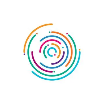 Colored, cut and round rings on a black background. Vectorial symbol. Stock Illustration