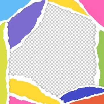 Colored cut and torn paper background. Cut and torn colored paper strips Ilustración de archivo