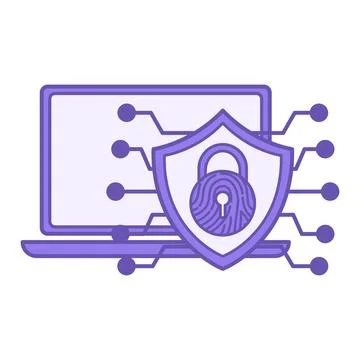 Colored Cybersecurity Icon. Vector Illustration. Protect Computer Systems, .. 库存插图