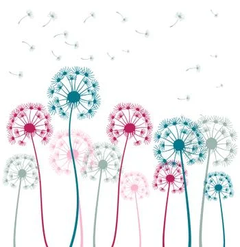 Colored dandelion background Stock Illustration
