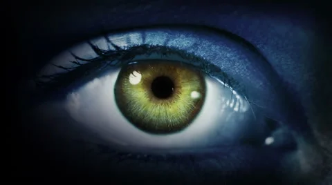 Colored dark eye blinking. Blue and Green. Dark gray skin. 2 in 1. Loopable. Stock Footage 54847057