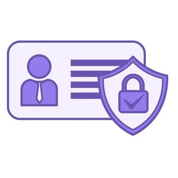 Colored Data Privacy Icon. Vector Illustration. User, Shield, and Padlock. .. Stock Illustration