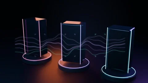Colored data waves pass through digital verification gates Video stock 346168504