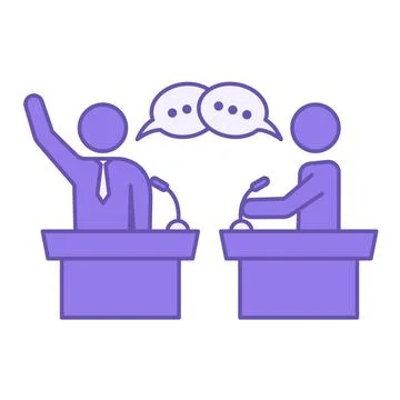 Colored Debate Icon. Vector Illustration. Public Exchange Of Opinions Of Tw.. Stock Illustration