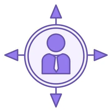 Colored Decision Making Icon. Vector Icon of Business Man and Arrows in Dif.. Stock Illustration