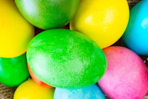 Colored decorated Easter eggs Stock Photos