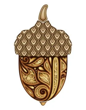 Colored Decorative Acorn Stock Illustration